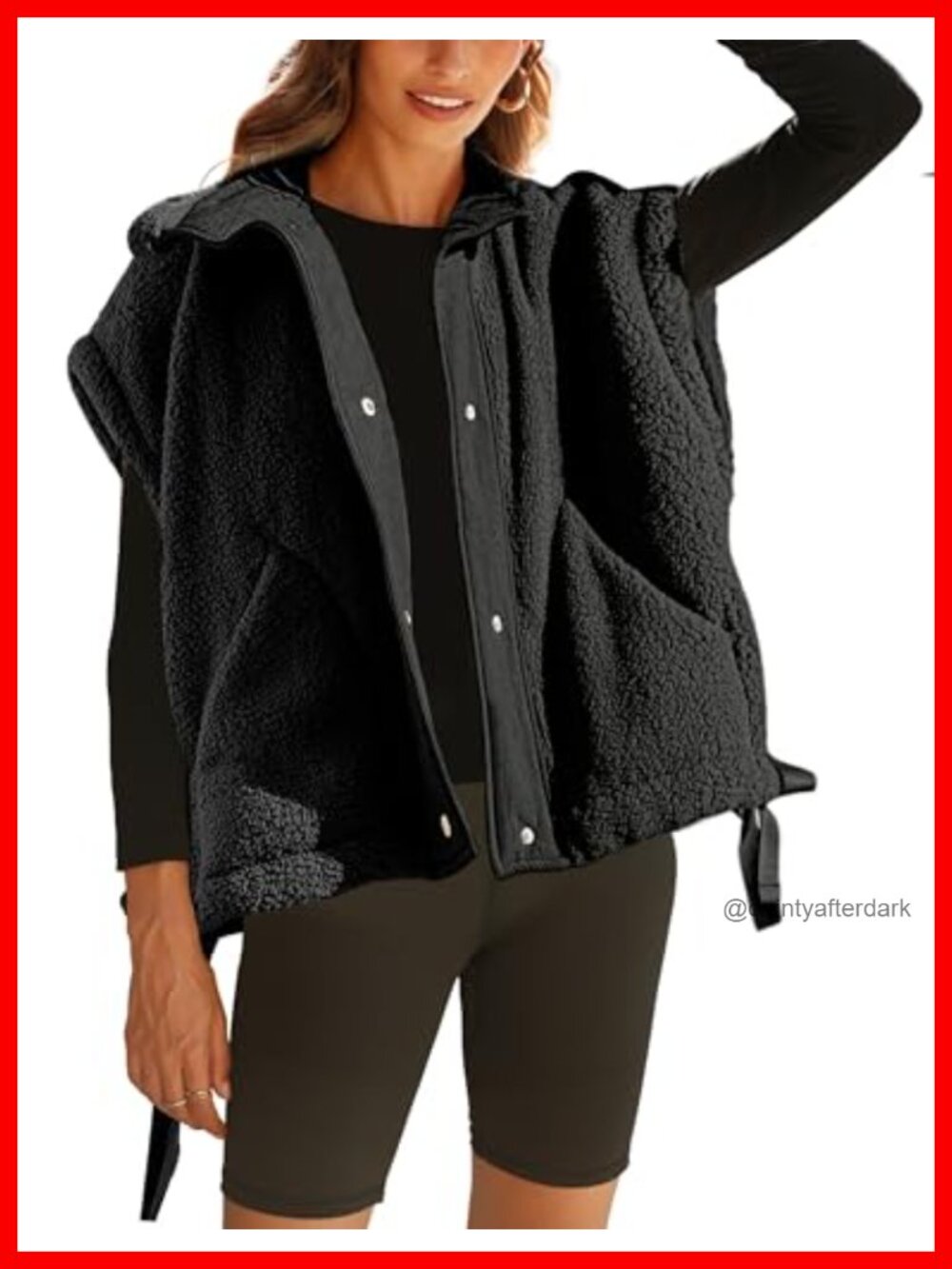 Oversized Sherpa Fleece Vest Sleeveless Button Down Jacket